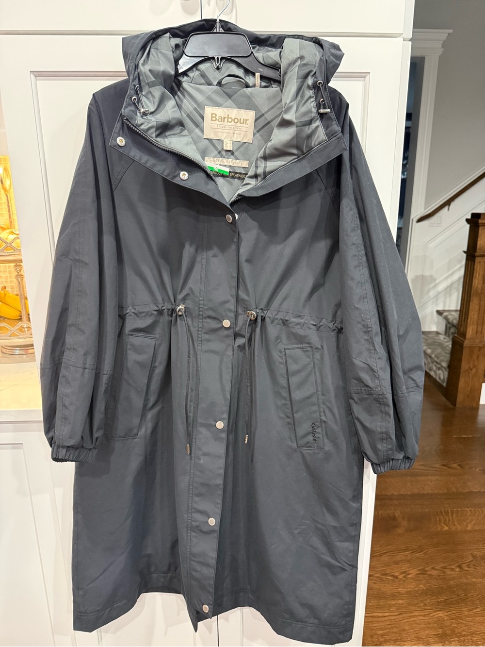 NEW, BARBOUR Sidney Longline Waterproof Jacket in Navy Sz 8